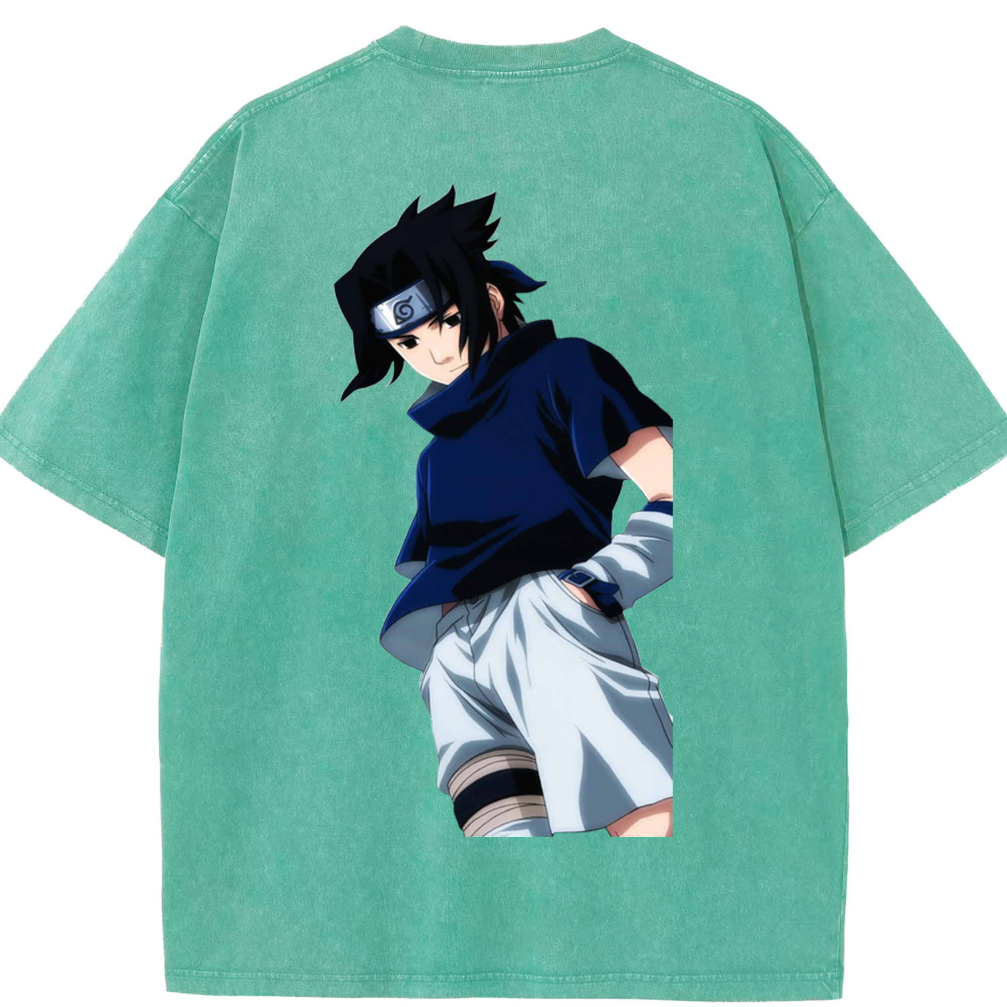（画像用） NARUTO -ナルト- うちは サスケ Uchiha Sasuke 綿100% ヴィンテージ風 半袖Tシャツ（背面プリント）